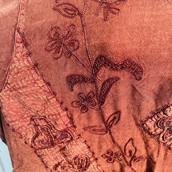 Brown embroidered fringe tunic - Picture 4 of 7